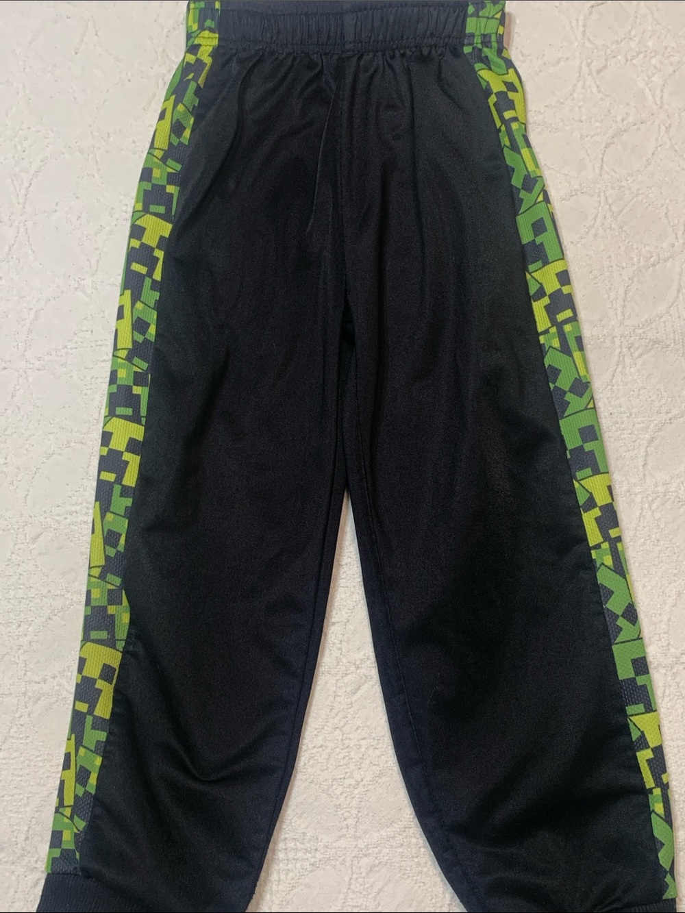 MINECRAFT kids Black Joggers with Neon Green Geometric Side Stripe